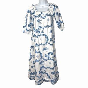 Sun Fashions Honolulu Hawaii Oversize Small Dress Queen’s Hospital White Blue